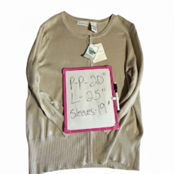 Croft & Barrow (Kohl’s) NWT Sweater Cardigan Beige Tan Full-Zip Women’s Size L - Picture 10 of 16